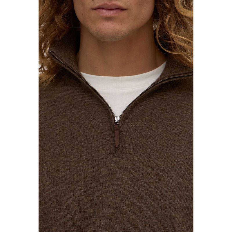 Assembly Label Austin Wool Cashmere Half Zip Knit Sable Marle image number 2
